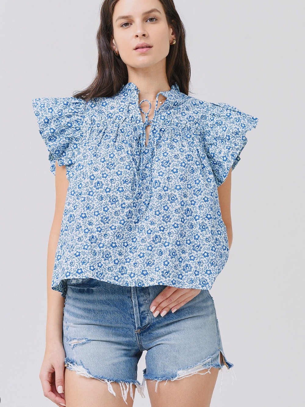 Sea New York Ida ruffle sleeve top sz large